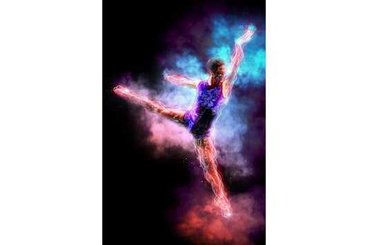 Abstract Dancer Purple Blue Canvas Art Wall Picture Or Gloss Print