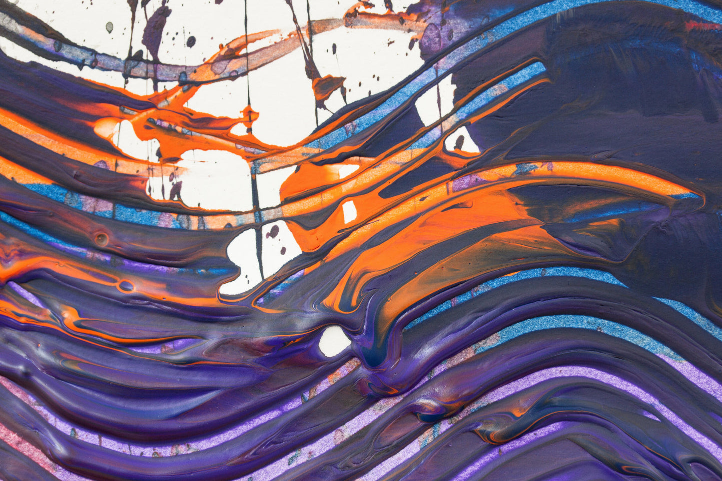 Abstract Modern Purple Orange Blue Waves Canvas Art Wall Picture Or Gloss Print