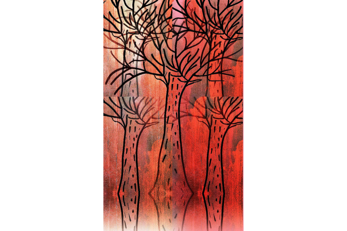 Abstract Modern Red Black Trees Canvas Art Wall Picture Or Gloss Print