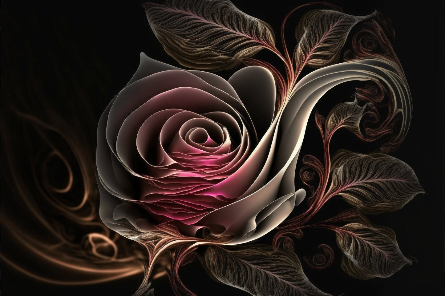 Abstract Rose Flower Pink Flowers Canvas Art Wall Picture