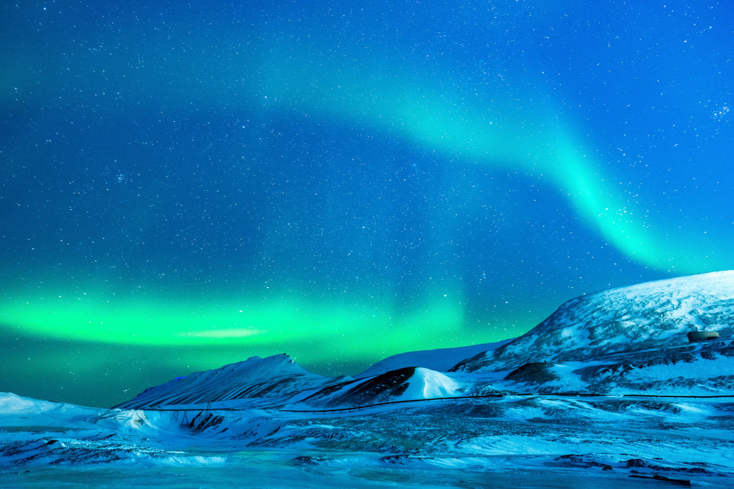 Aurora Borealis Blue Green Northern Lights Canvas Art Wall Picture