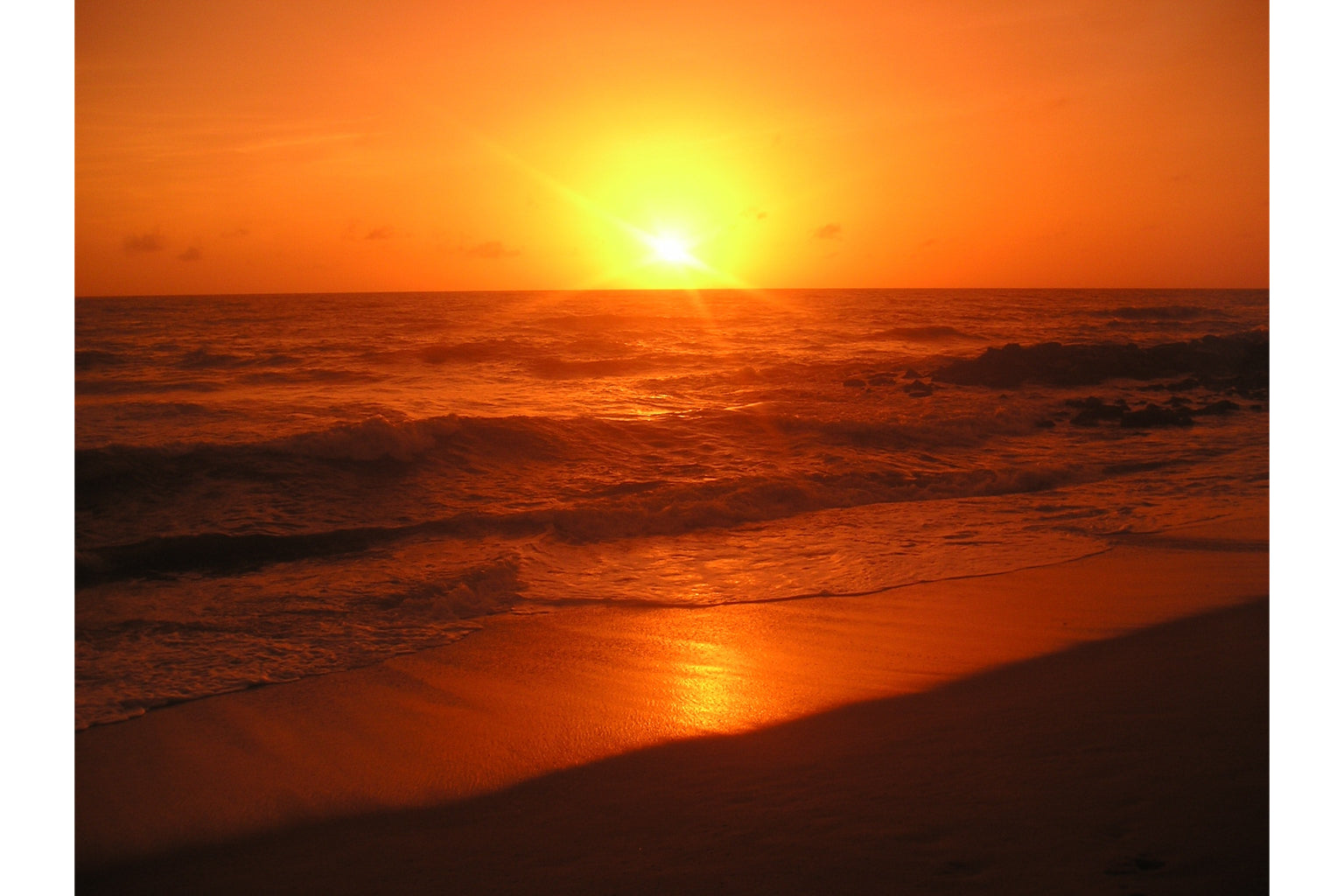 Beach Landscape Sunset Orange Sea Canvas Art Wall Picture Or Gloss Print