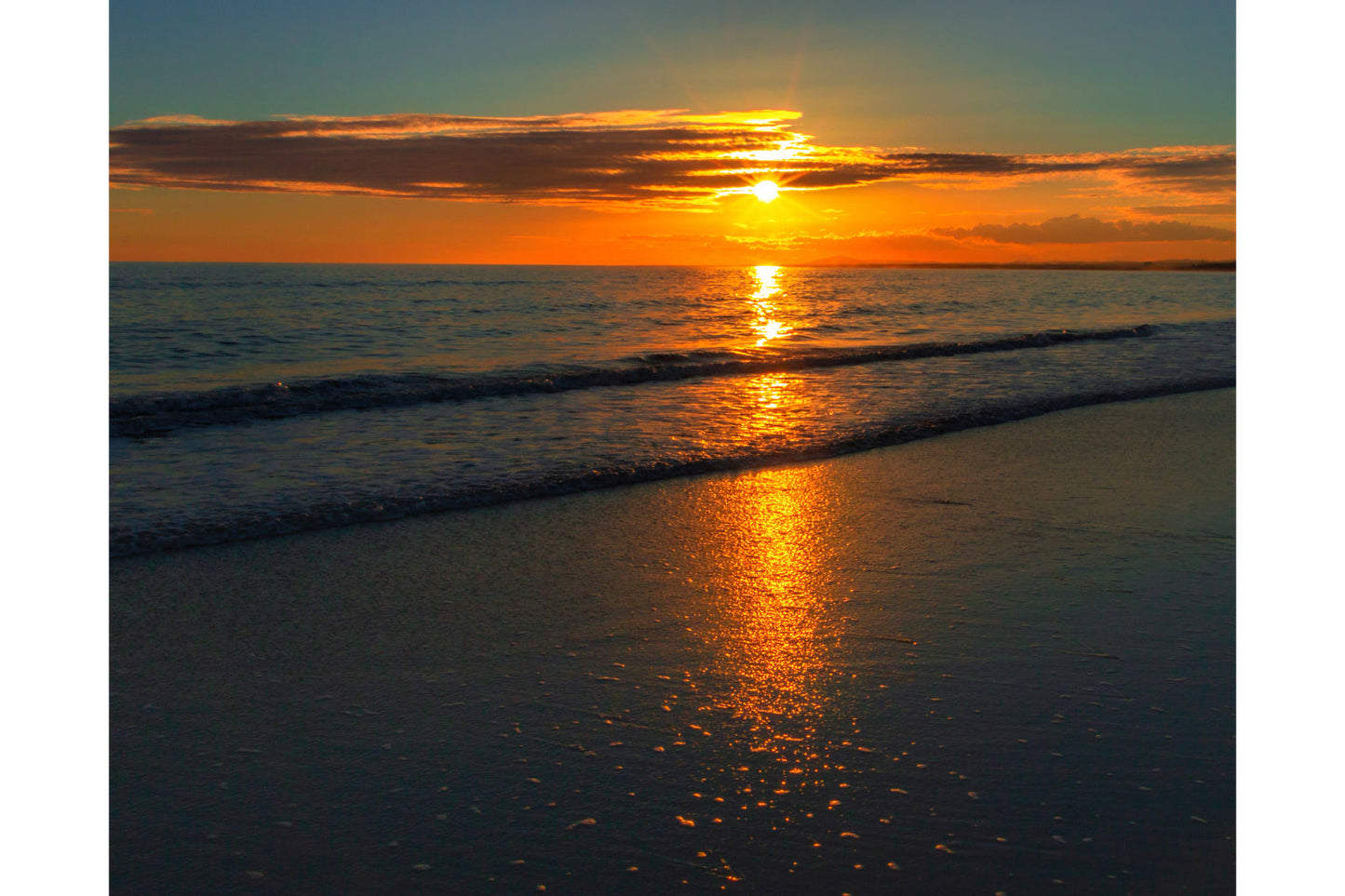 Beach Sea Sunset Landscape Orange Canvas Art Wall Picture Or Gloss Print