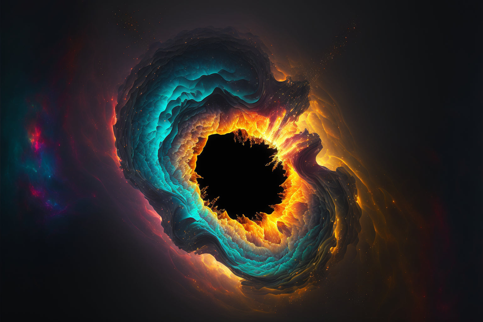 Black Hole Space Nebula Colourful Canvas Art Wall Picture