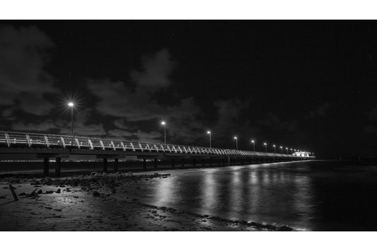 Black White Beach Sea Pier Canvas Art Wall Picture Or Gloss Print