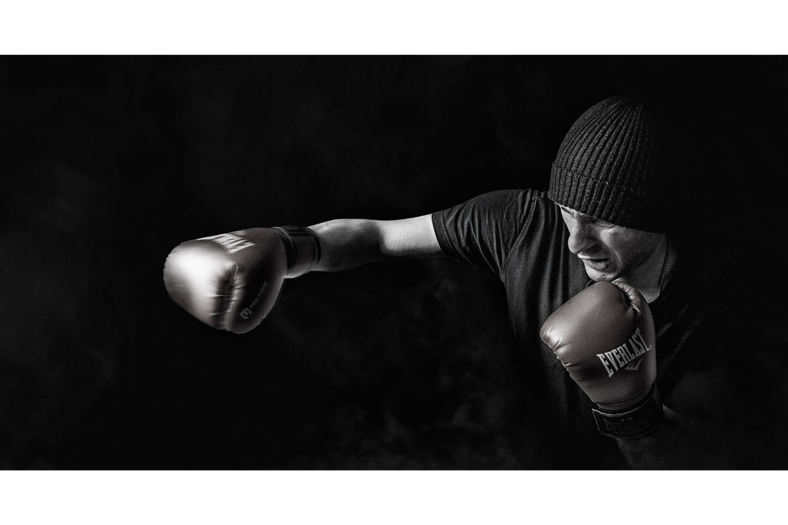 Black White Boxer Sport Gym Canvas Art Wall Picture Or Gloss Print