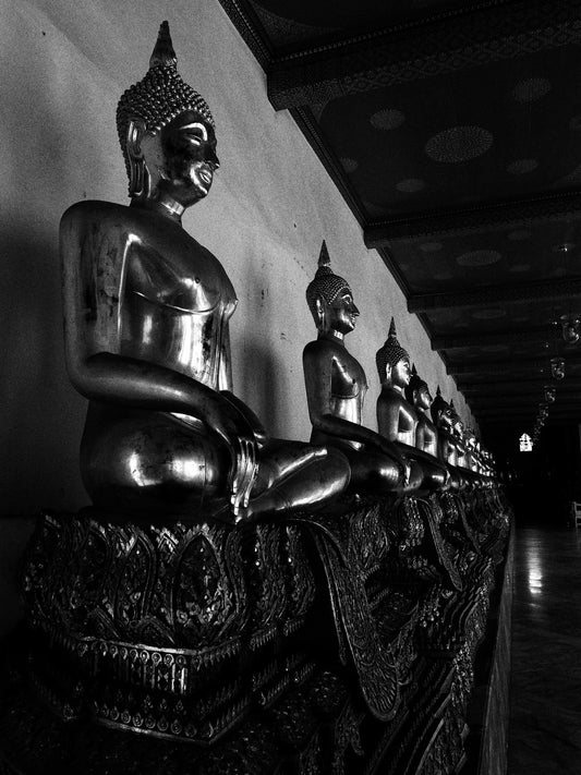 Black White Buddha Statues Canvas Art Wall Picture