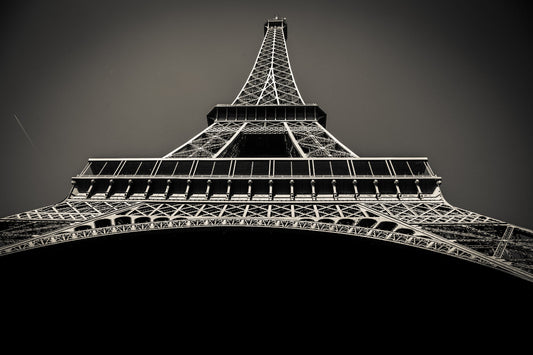 Black White Eiffel Tower Paris City Canvas Art Wall Picture Or Gloss Print