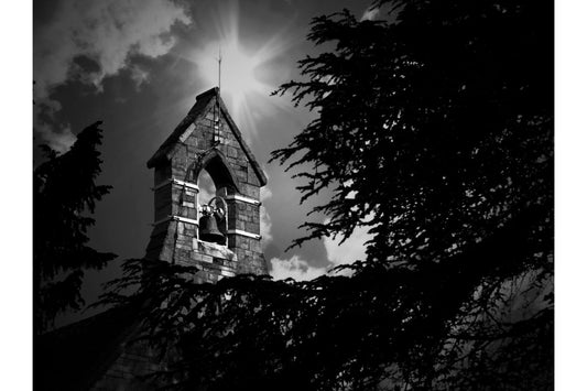 Black White Grey Church Bells Landscape Canvas Art Wall Picture Or Gloss Print