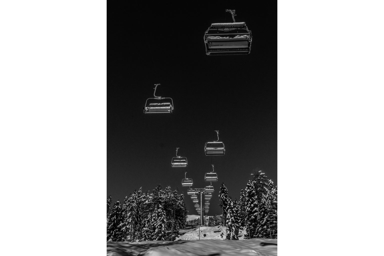 Black White Grey Snow Lift Skiing Canvas Art Wall Picture Or Gloss Print