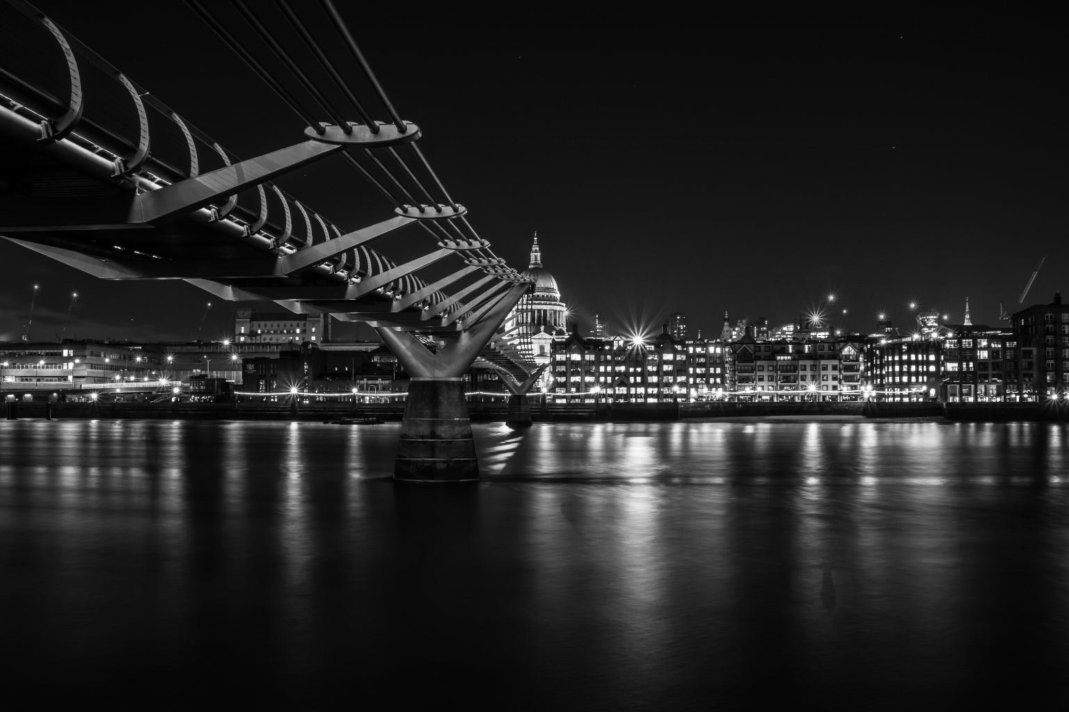 Black White London City Lights Cityscape Canvas Art Wall Picture Or Gloss Print