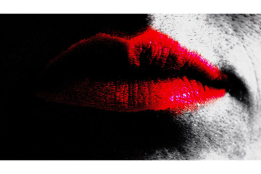 Black White Red Lips Abstract Canvas Art Wall Picture Or Gloss Print