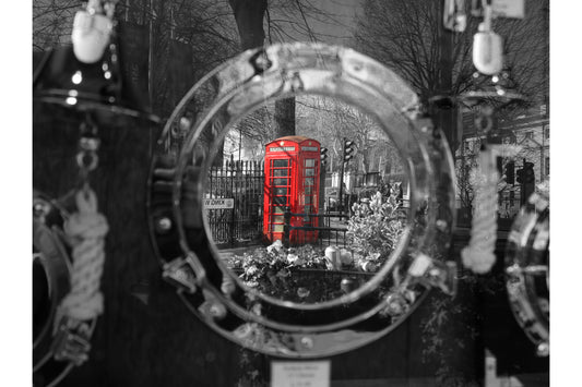 Black White Red Telphone Box Canvas Art Wall Picture Or Gloss Print