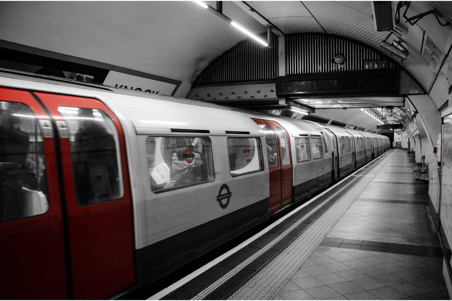 Black White Red Underground Train City Trains Canvas Art Wall Picture Or Gloss Print