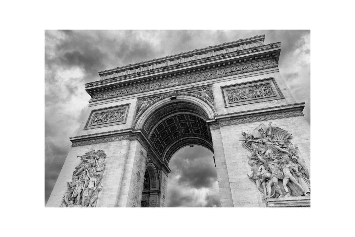 Black White Triomphe Paris City Canvas Art Wall Picture Or Gloss Print