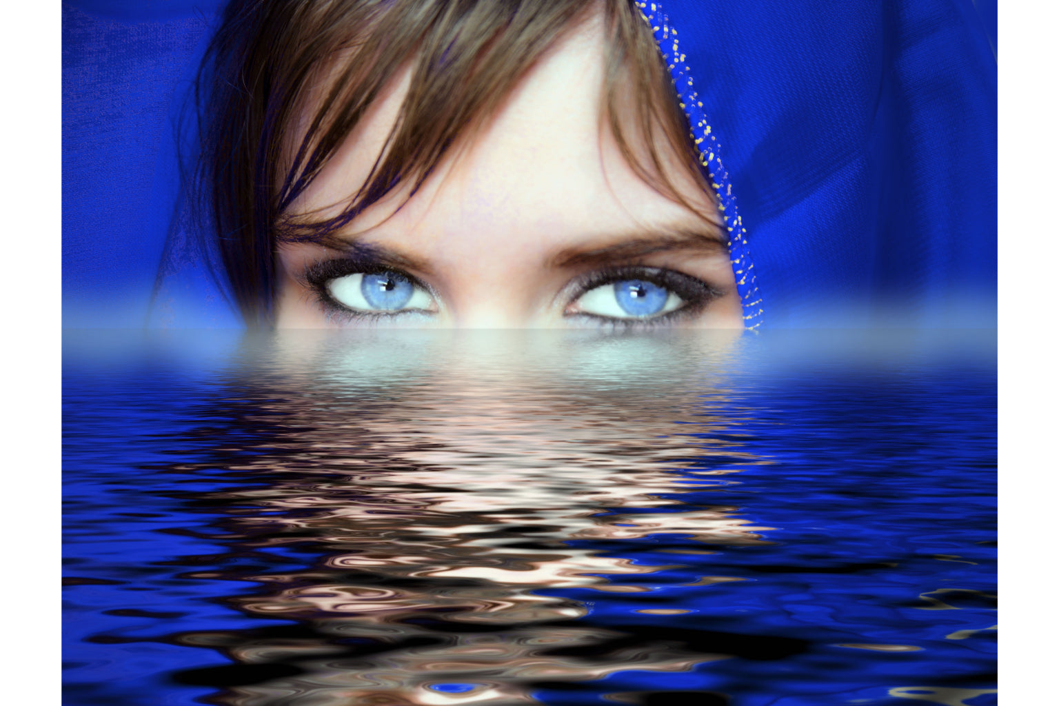 Blue Eyed Lady Water Abstract Canvas Art Wall Picture Or Gloss Print