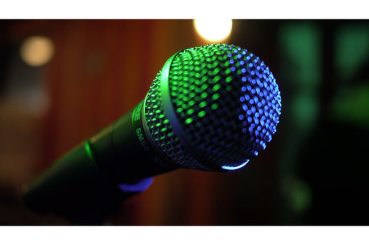 Blue Green Microphone Music Canvas Art Wall Picture Or Gloss Print