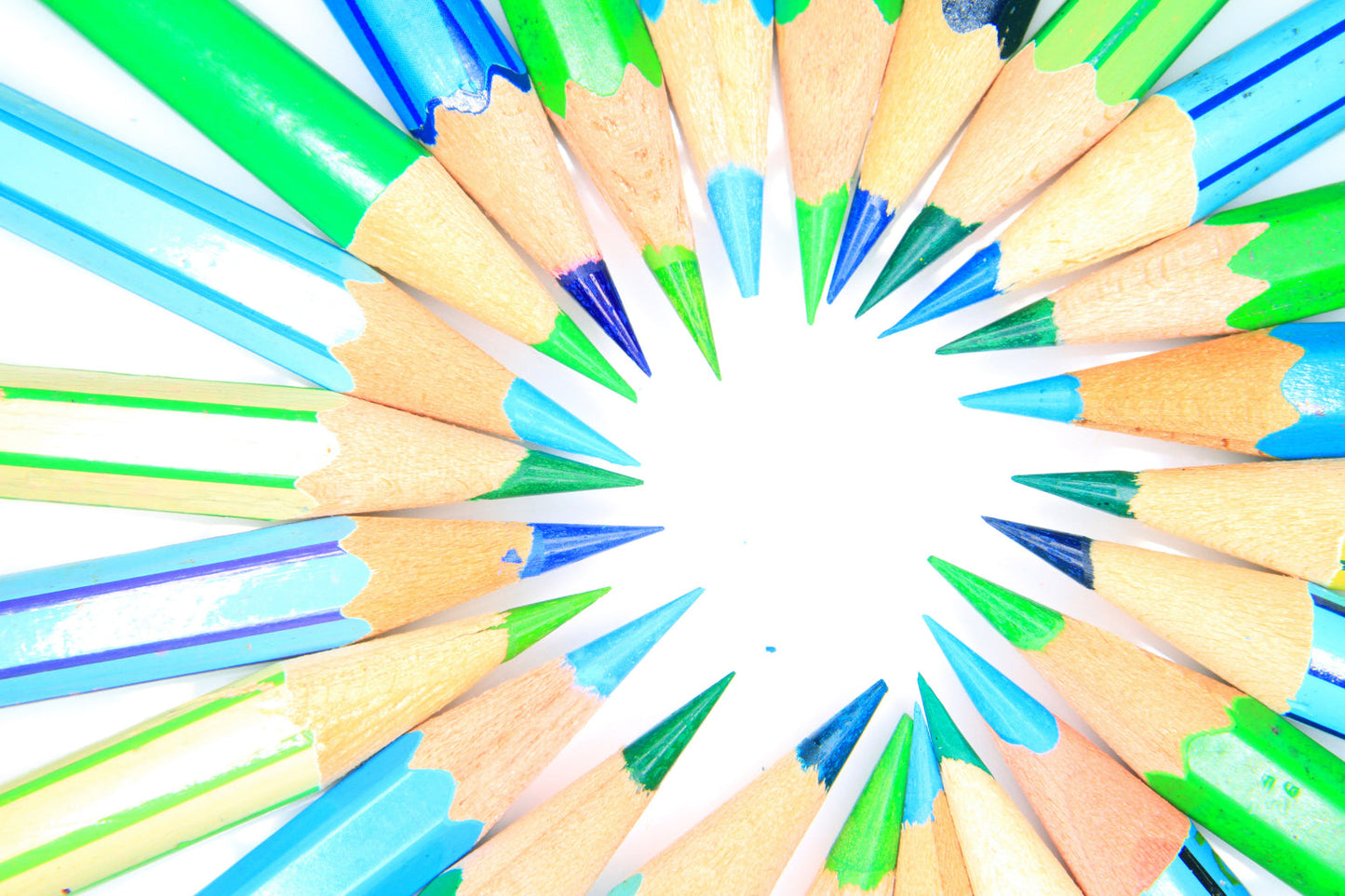 Blue Green Pencils Crayons Canvas Art Wall Picture Or Gloss Print