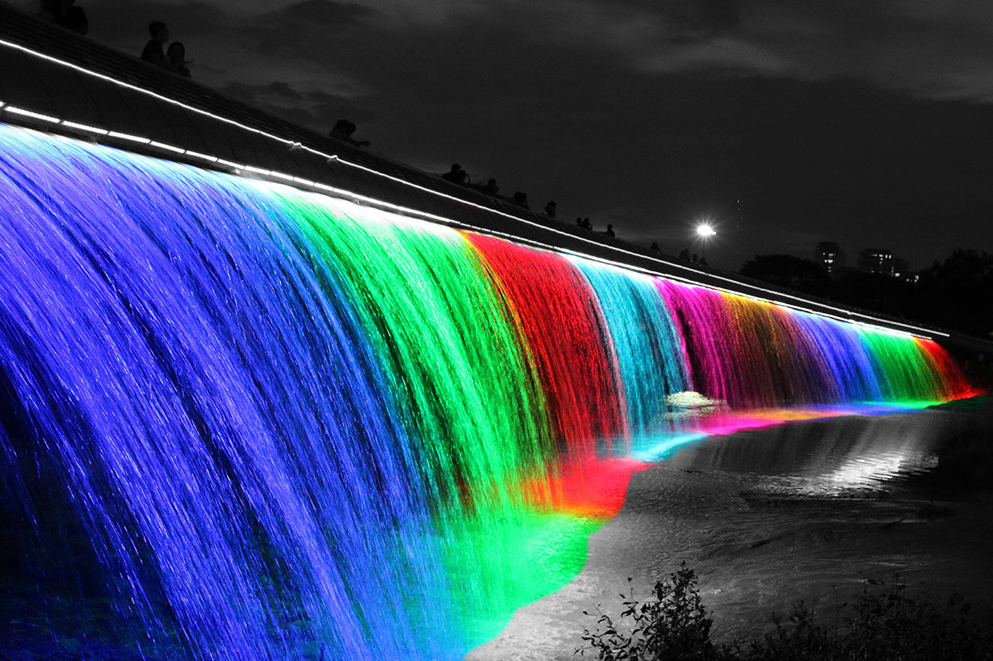 Blue Green Purple Red Rainbow Waterfall Canvas Art Wall Picture Or Gloss Print