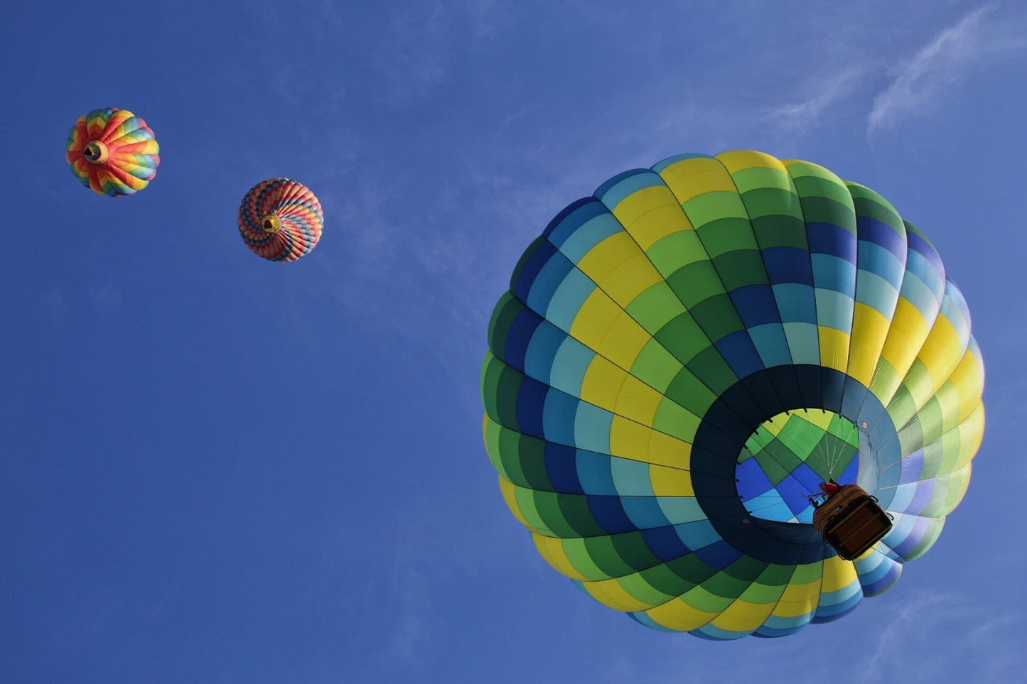 Blue Green Yellow Hot Air Balloons Sky Canvas Art Wall Picture Or Gloss Print