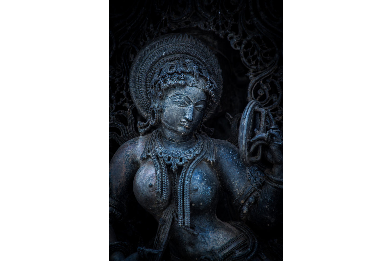 Blue Grey Indian Statue Canvas Art Wall Picture Or Gloss Print