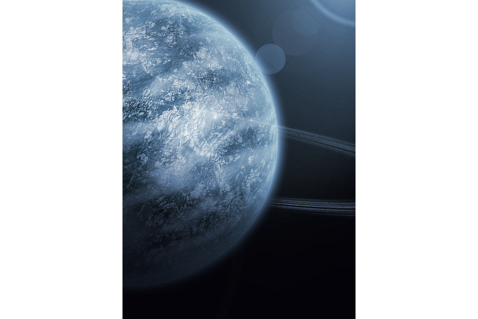 Blue Grey Planet Space Canvas Art Wall Picture Or Gloss Print