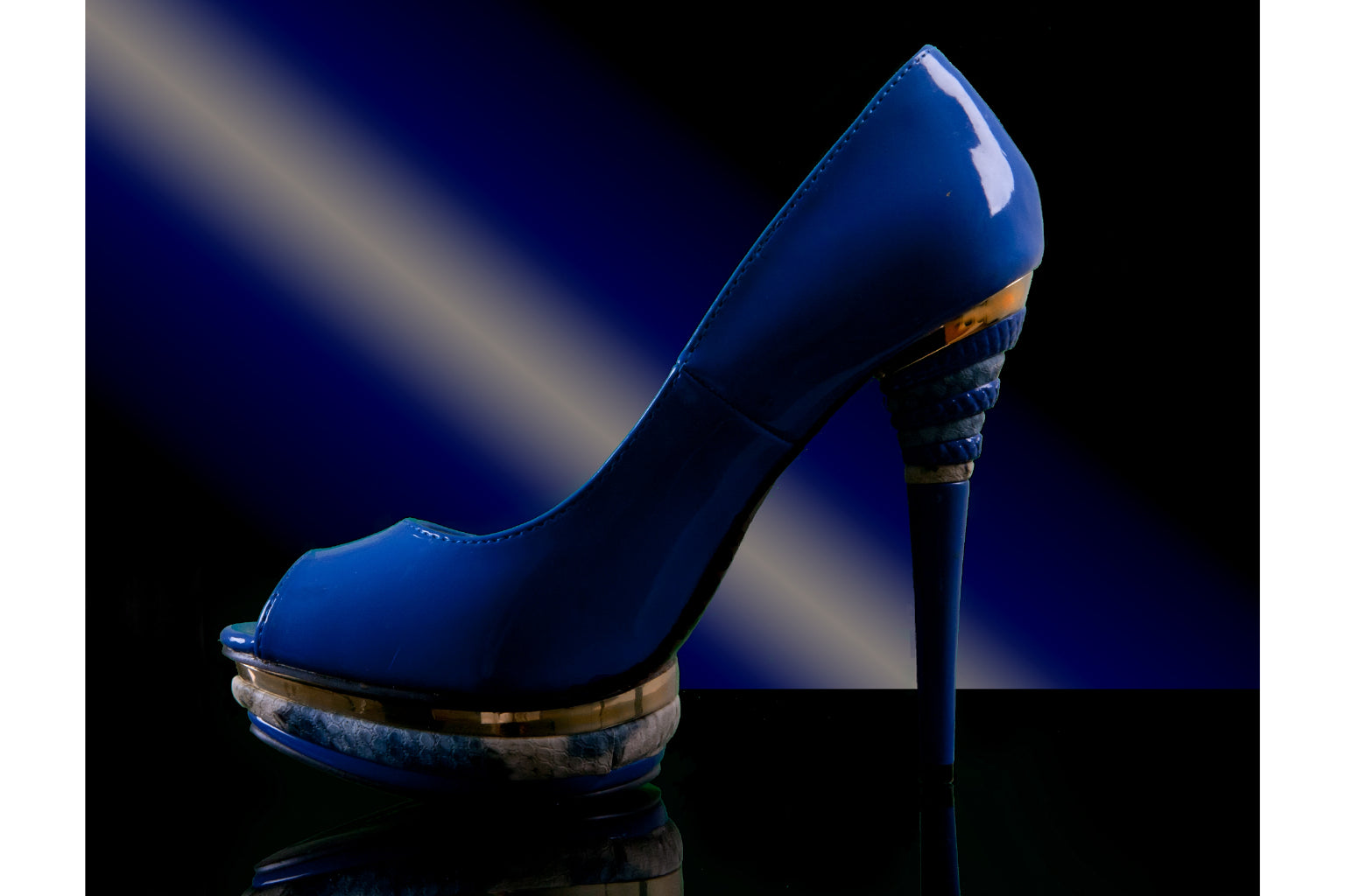 Blue High Heel Shoe Stiletto Canvas Art Wall Picture Or Gloss Print