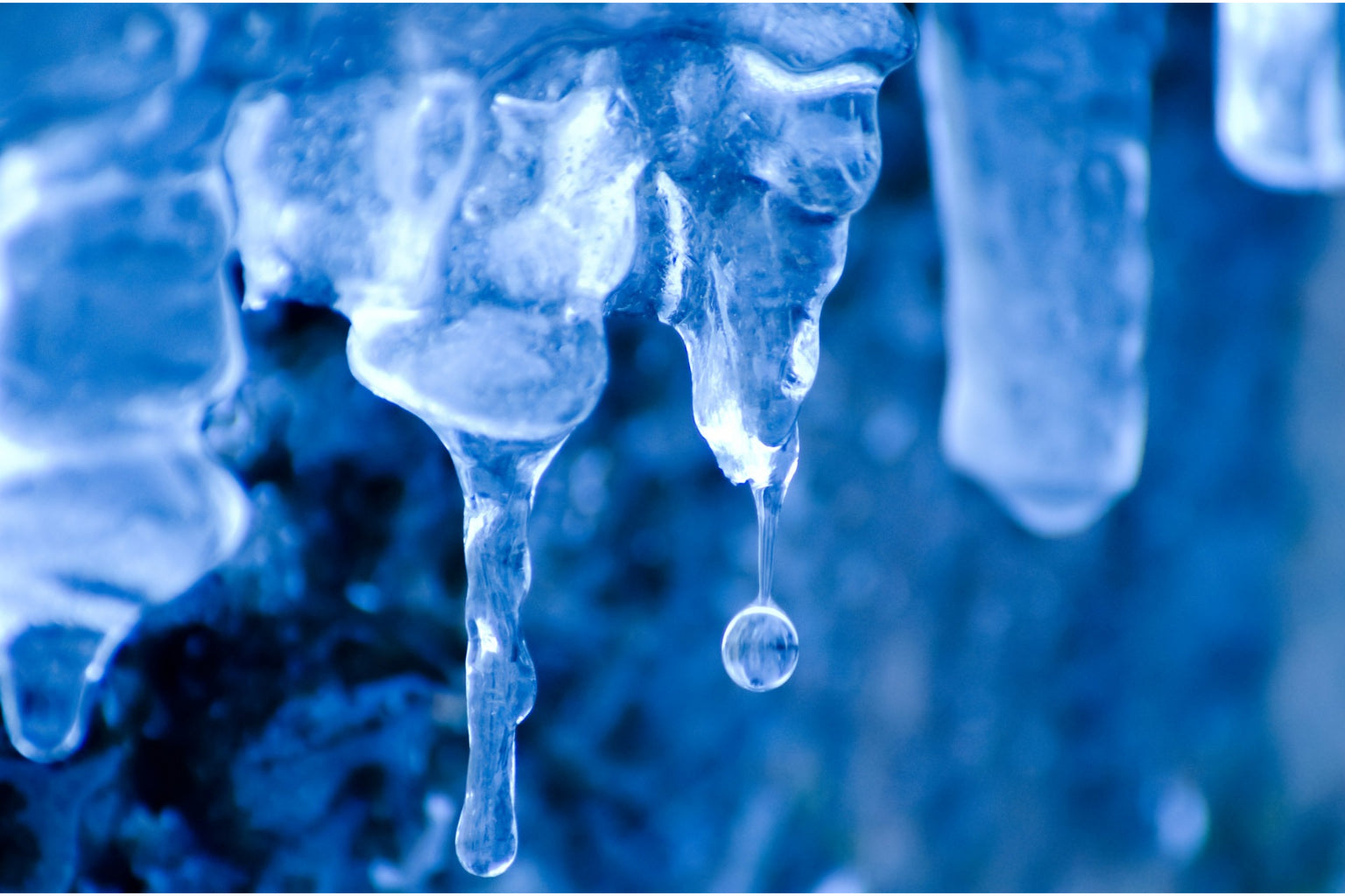 Blue Ice Icicles Water Drops Canvas Art Wall Picture Or Gloss Print