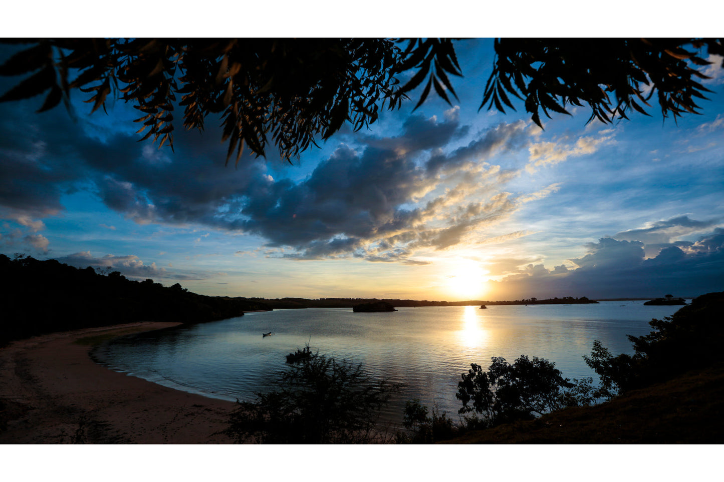 Blue Landscape Lake Sunset Sunrise Canvas Art Wall Picture Or Gloss Print