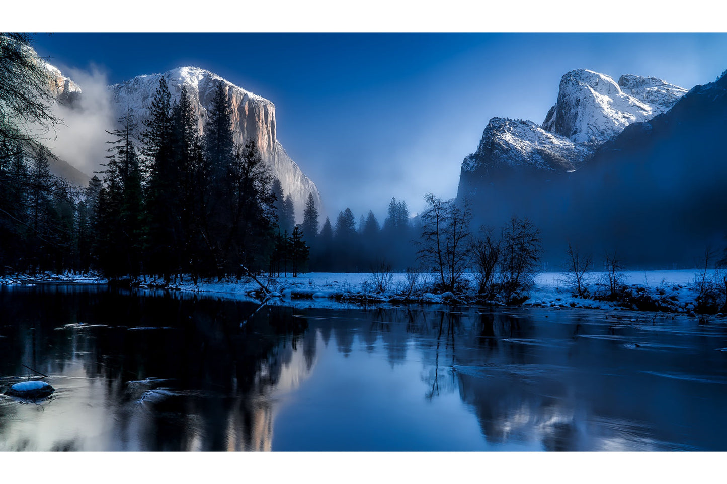 Blue Landscape Mountains Lake Canvas Art Wall Picture Or Gloss Print