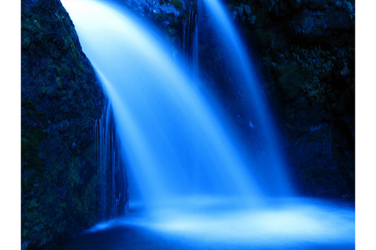 Blue Light Waterfall Canvas Art Wall Picture Or Gloss Print