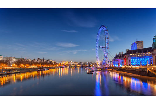 Blue London City Eye Cityscape River Canvas Art Wall Picture Or Gloss Print