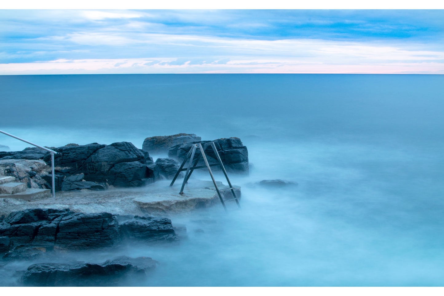 Blue Mist Water Rocks Sky Canvas Art Wall Picture Or Gloss Print