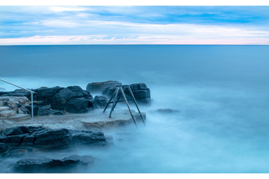 Blue Mist Water Rocks Sky Canvas Art Wall Picture Or Gloss Print