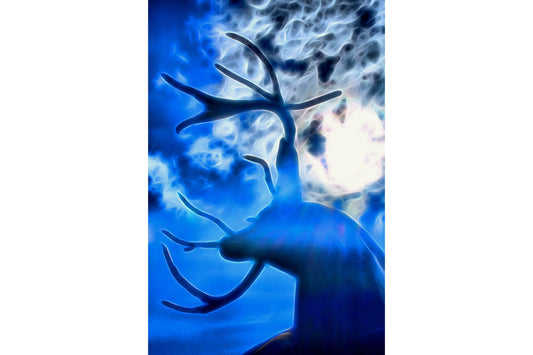 Blue Neon Fantasy Deer Animal Canvas Art Wall Picture Or Gloss Print