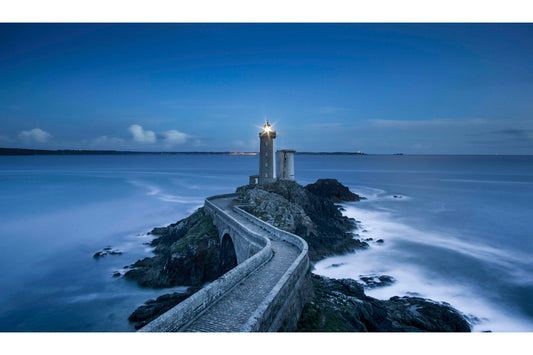 Blue Night Lighthouse Sea Ocean Coast Canvas Art Wall Picture Or Gloss Print