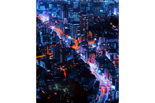 Blue Orange Cityscape City Lights Canvas Art Wall Picture Or Gloss Print