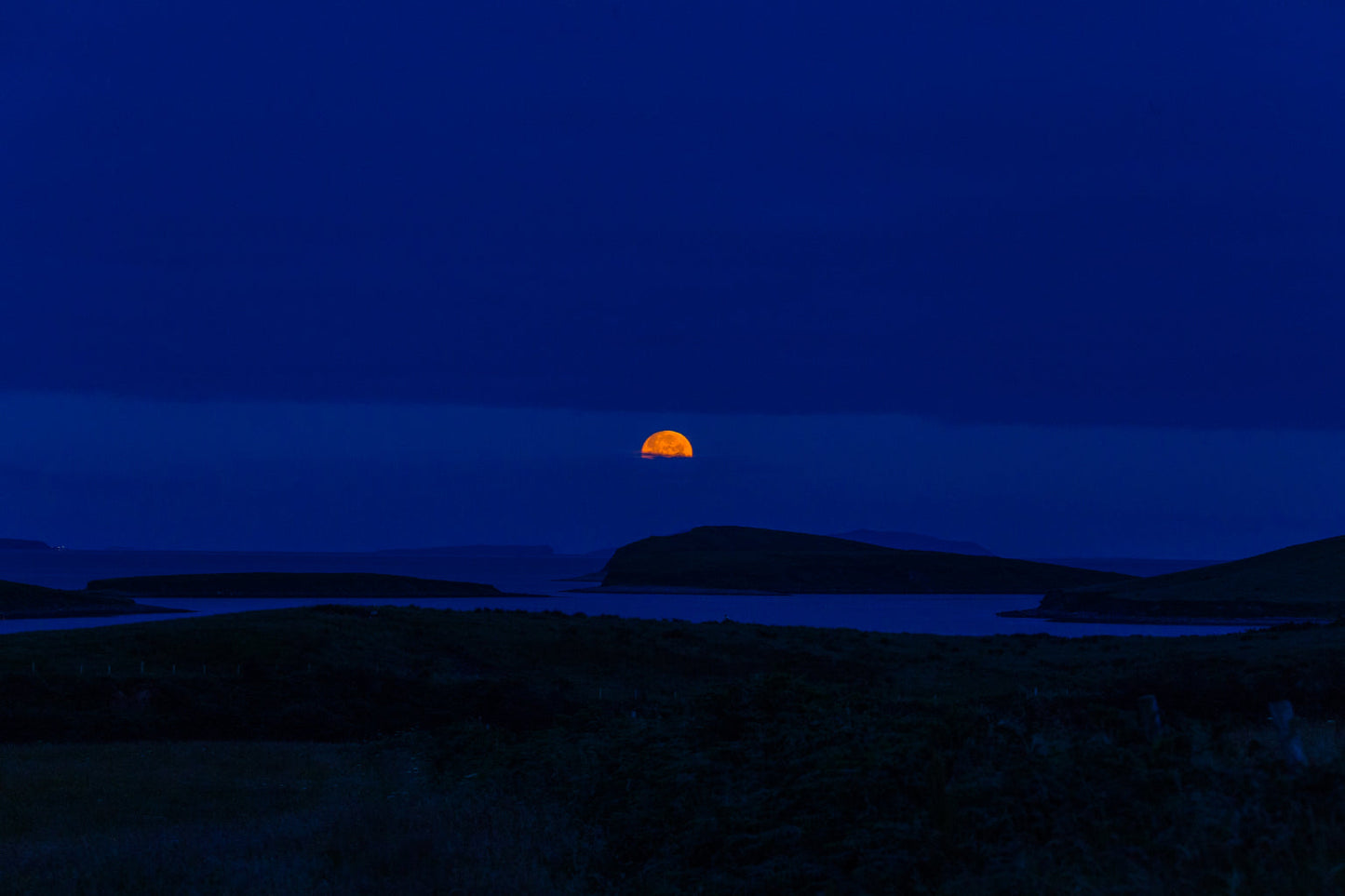 Blue Orange Moon Landscape Canvas Art Wall Picture Or Gloss Print