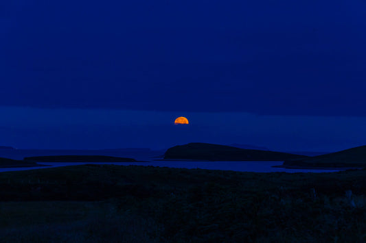 Blue Orange Moon Landscape Canvas Art Wall Picture Or Gloss Print