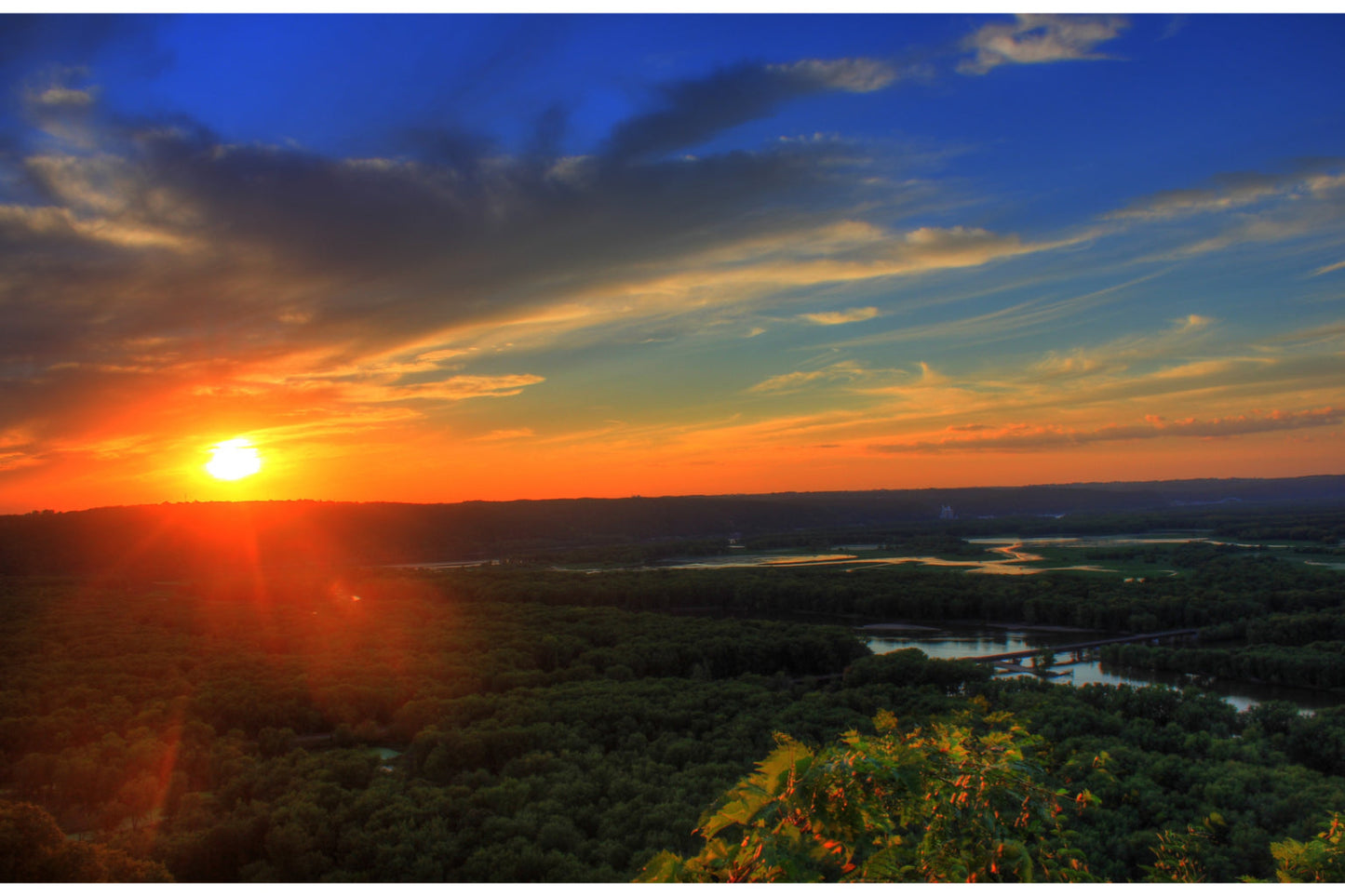 Blue Orange Sunset Landscape Countryside Canvas Art Wall Picture Or Gloss Print