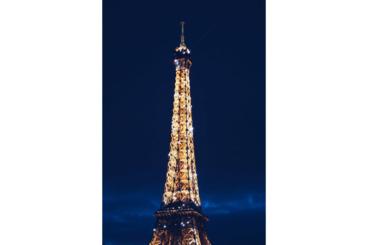 Blue Paris City Eiffel Tower Lights Canvas Art Wall Picture Or Gloss Print