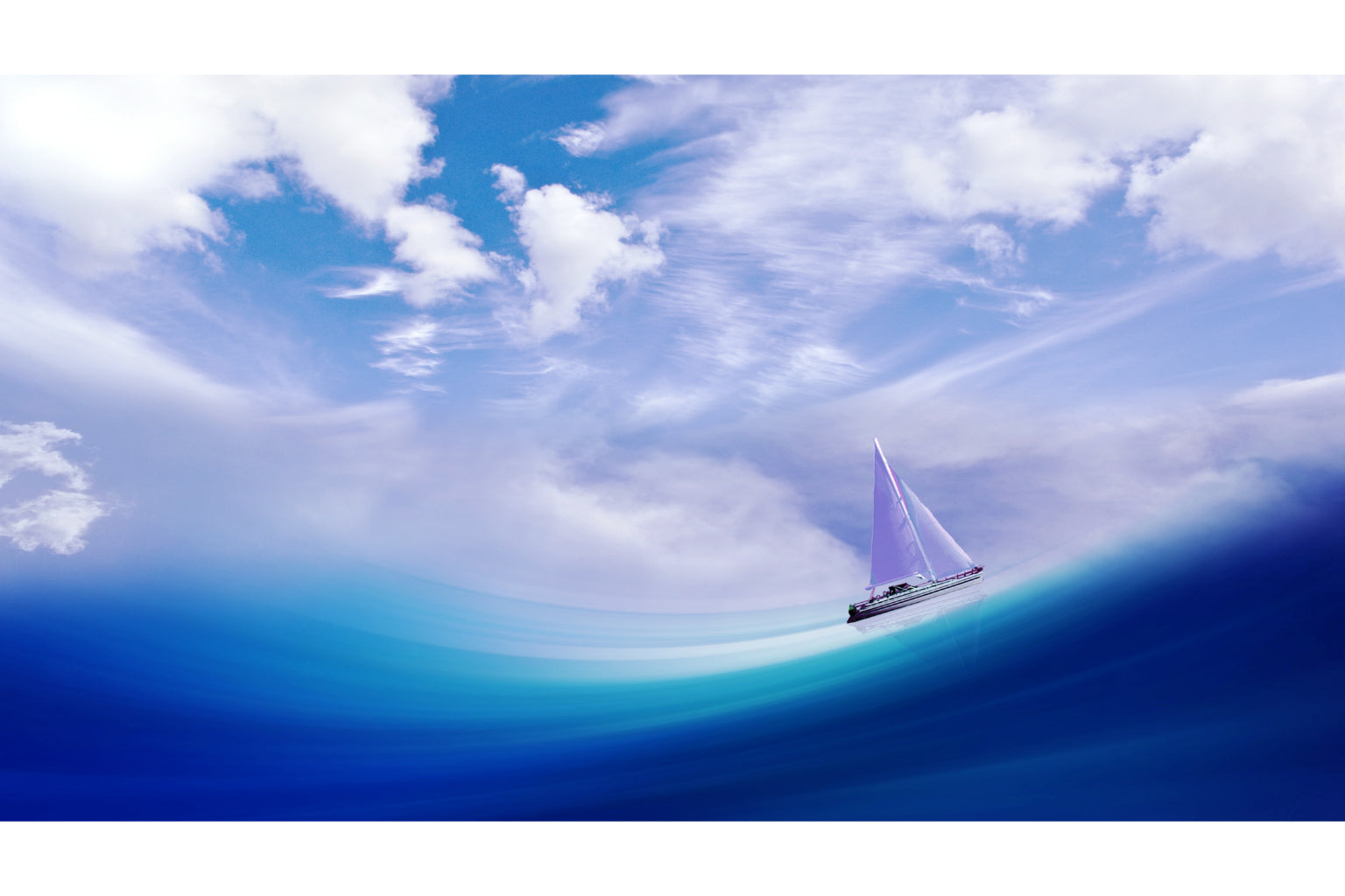 Blue Purple Boat Sea Wave Canvas Art Wall Picture Or Gloss Print