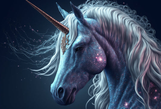 Blue Purple Fantasy Unicorn Canvas Art Wall Picture