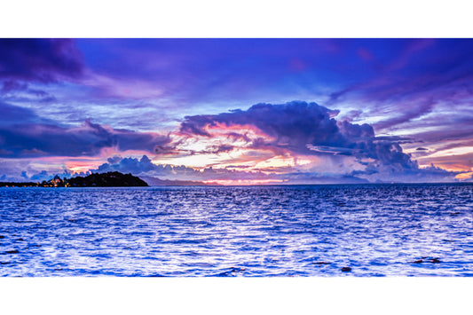 Blue Purple Storm Sunset Waters Sea Canvas Art Wall Picture Or Gloss Print