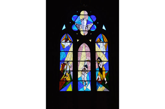 Blue Religious Stained Glass Window Canvas Art Wall Picture Or Gloss Print