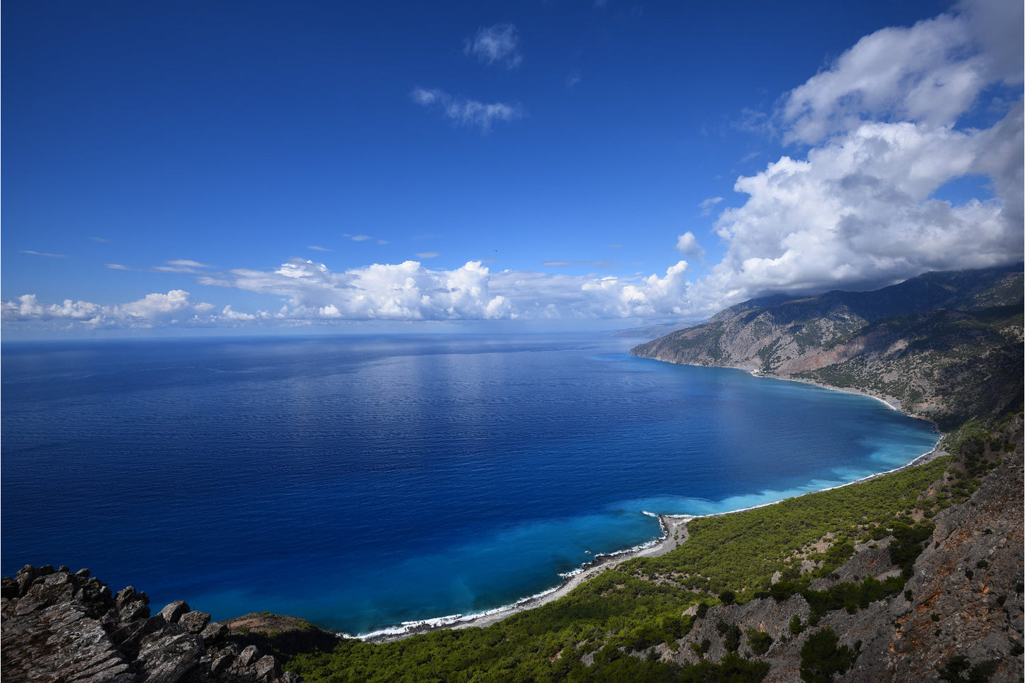 Blue Sea Bay Landcspae Canvas Art Wall Picture Or Gloss Print