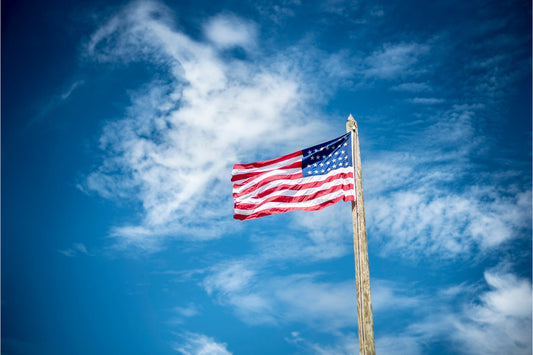 Blue Sky American Flag Canvas Art Wall Picture Or Gloss Print