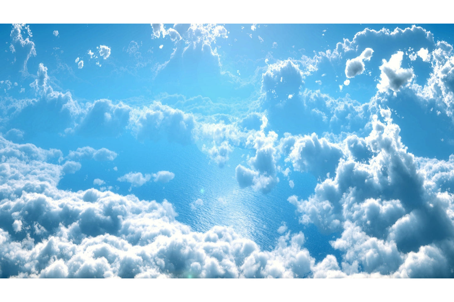 Blue Sky Clouds Water Canvas Art Wall Picture Or Gloss Print