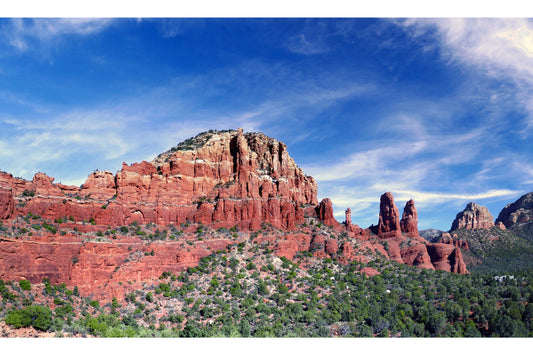 Blue Sky Red Canyon Rocks Landscape Canvas Art Wall Picture Or Gloss Print