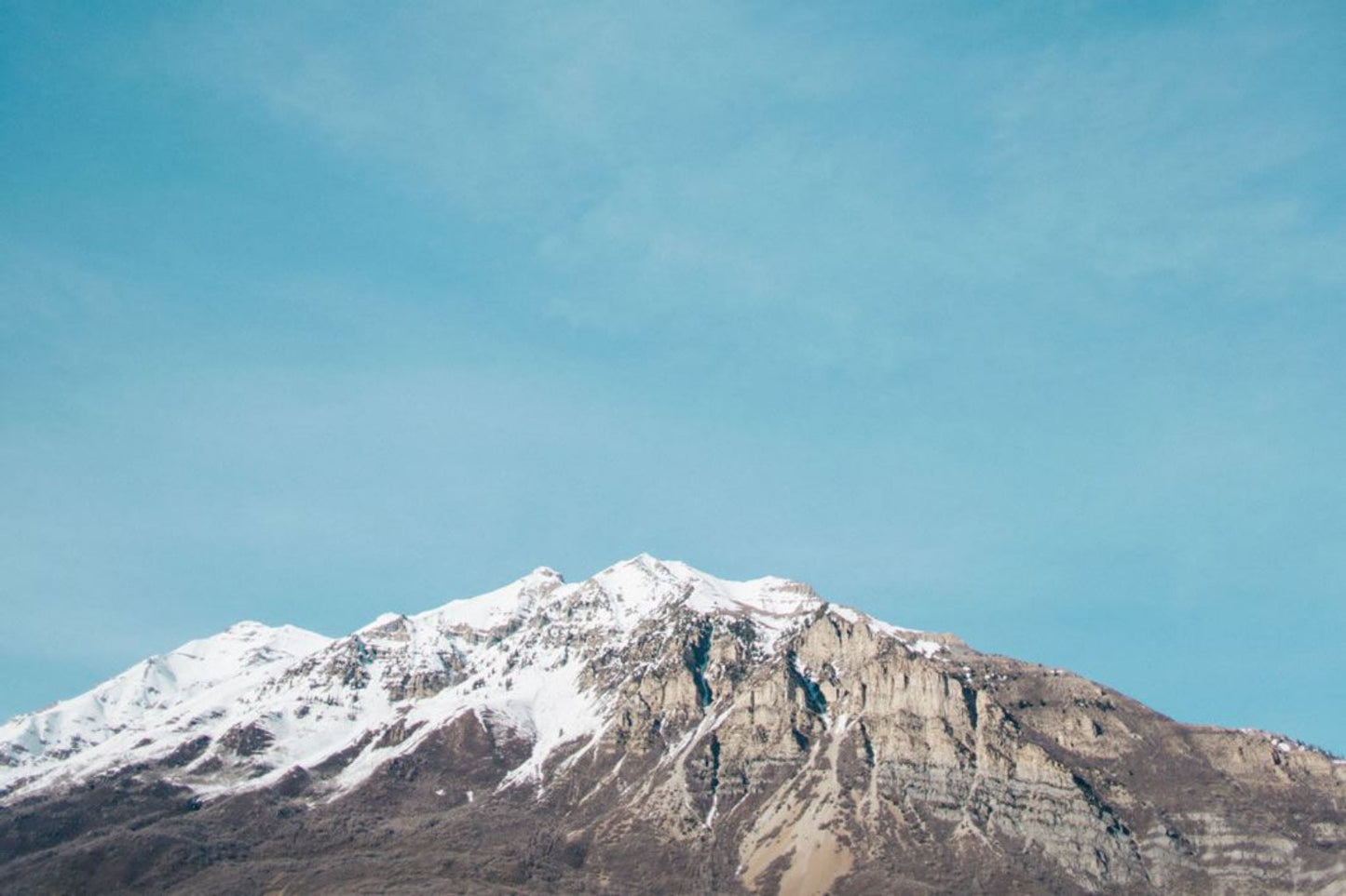 Blue Sky Snow Mountain Landscape Canvas Art Wall Picture Or Gloss Print